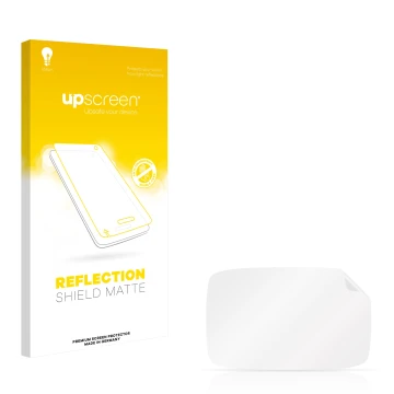Parte frontal de un envase de producto con el logotipo de la marca upscreen. Al lado está el protector de pantalla correspondi