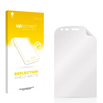 Parte frontal de un envase de producto con el logotipo de la marca upscreen. Al lado está el protector de pantalla correspondi