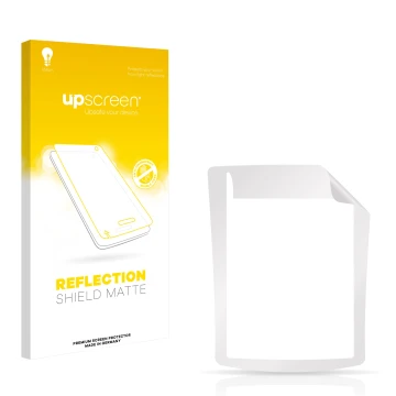 Parte frontal de un envase de producto con el logotipo de la marca upscreen. Al lado está el protector de pantalla correspondi