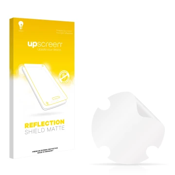 Parte frontal de un envase de producto con el logotipo de la marca upscreen. Al lado está el protector de pantalla correspondi