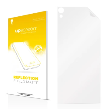 Parte frontal de un envase de producto con el logotipo de la marca upscreen. Al lado está el protector de pantalla correspondi