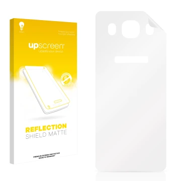 Parte frontal de un envase de producto con el logotipo de la marca upscreen. Al lado está el protector de pantalla correspondi
