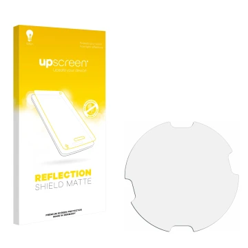 Parte frontal de un envase de producto con el logotipo de la marca upscreen. Al lado está el protector de pantalla correspondi