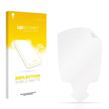 Parte frontal de un envase de producto con el logotipo de la marca upscreen. Al lado está el protector de pantalla correspondi