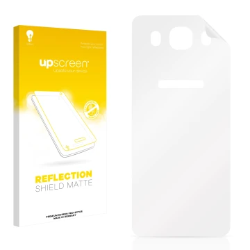 Parte frontal de un envase de producto con el logotipo de la marca upscreen. Al lado está el protector de pantalla correspondi