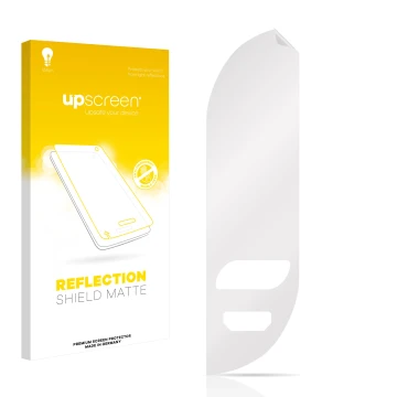 Parte frontal de un envase de producto con el logotipo de la marca upscreen. Al lado está el protector de pantalla correspondi