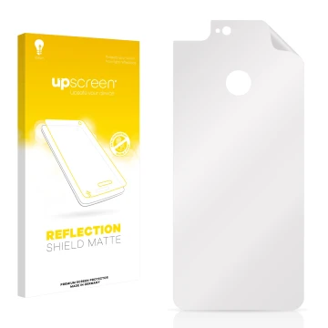 Parte frontal de un envase de producto con el logotipo de la marca upscreen. Al lado está el protector de pantalla correspondi