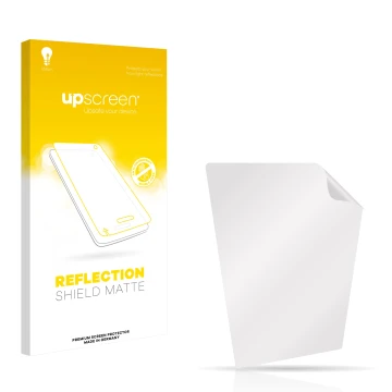 Parte frontal de un envase de producto con el logotipo de la marca upscreen. Al lado está el protector de pantalla correspondi