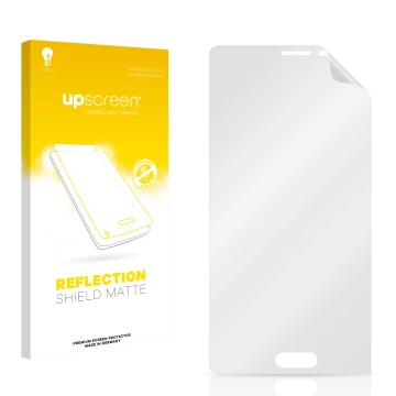 Parte frontal de un envase de producto con el logotipo de la marca upscreen. Al lado está el protector de pantalla correspondi