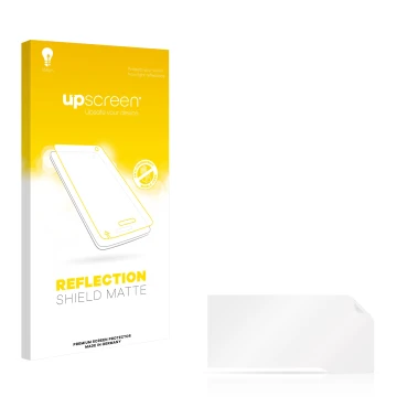 Parte frontal de un envase de producto con el logotipo de la marca upscreen. Al lado está el protector de pantalla correspondi