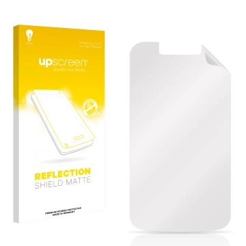 Parte frontal de un envase de producto con el logotipo de la marca upscreen. Al lado está el protector de pantalla correspondi