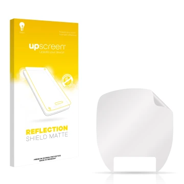 Parte frontal de un envase de producto con el logotipo de la marca upscreen. Al lado está el protector de pantalla correspondi