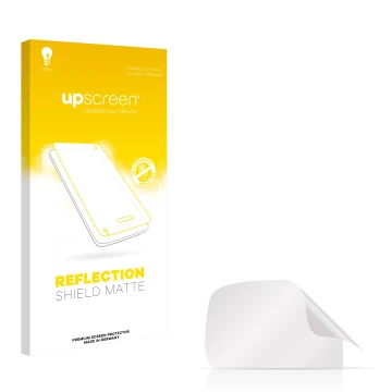 Parte frontal de un envase de producto con el logotipo de la marca upscreen. Al lado está el protector de pantalla correspondi