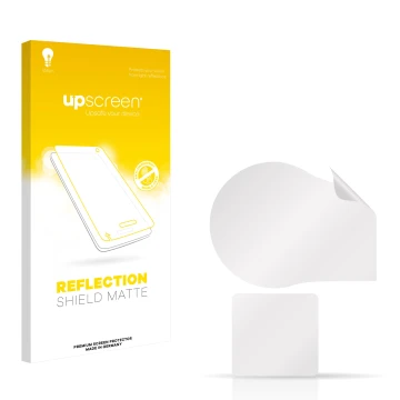 Parte frontal de un envase de producto con el logotipo de la marca upscreen. Al lado está el protector de pantalla correspondi