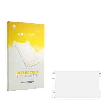 Parte frontal de un envase de producto con el logotipo de la marca upscreen. Al lado está el protector de pantalla correspondi