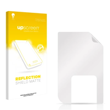 Parte frontal de un envase de producto con el logotipo de la marca upscreen. Al lado está el protector de pantalla correspondi