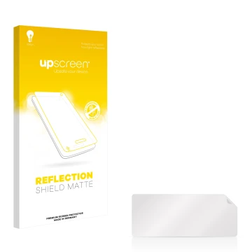Parte frontal de un envase de producto con el logotipo de la marca upscreen. Al lado está el protector de pantalla correspondi