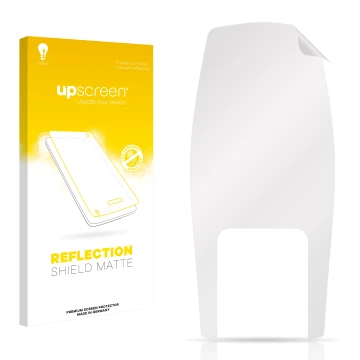 Parte frontal de un envase de producto con el logotipo de la marca upscreen. Al lado está el protector de pantalla correspondi