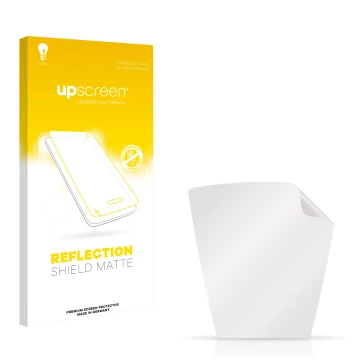 Parte frontal de un envase de producto con el logotipo de la marca upscreen. Al lado está el protector de pantalla correspondi