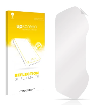 Parte frontal de un envase de producto con el logotipo de la marca upscreen. Al lado está el protector de pantalla correspondi