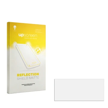 Parte frontal de un envase de producto con el logotipo de la marca upscreen. Al lado está el protector de pantalla correspondi