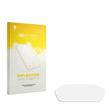 Parte frontal de un envase de producto con el logotipo de la marca upscreen. Al lado está el protector de pantalla correspondi