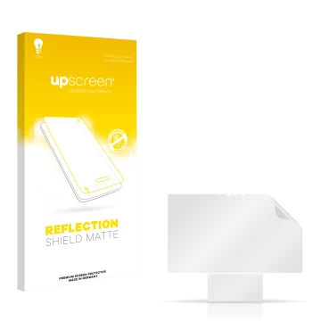 Parte frontal de un envase de producto con el logotipo de la marca upscreen. Al lado está el protector de pantalla correspondi
