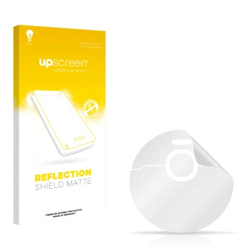 Parte frontal de un envase de producto con el logotipo de la marca upscreen. Al lado está el protector de pantalla correspondi
