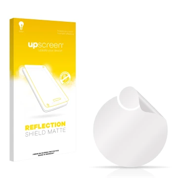 Parte frontal de un envase de producto con el logotipo de la marca upscreen. Al lado está el protector de pantalla correspondi