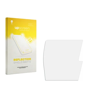 Parte frontal de un envase de producto con el logotipo de la marca upscreen. Al lado está el protector de pantalla correspondi