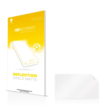 Parte frontal de un envase de producto con el logotipo de la marca upscreen. Al lado está el protector de pantalla correspondi