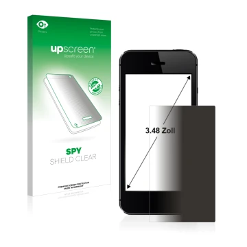 Parte frontal de un envase de producto con el logotipo de la marca upscreen. Al lado se muestra el dispositivo con su protecto