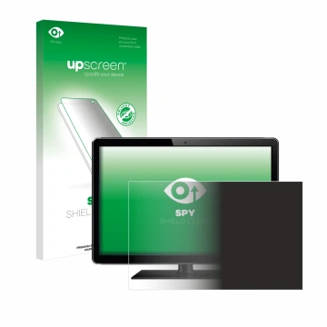 Parte frontal de un envase de producto con el logotipo de la marca upscreen. Al lado se muestra el dispositivo con su protecto