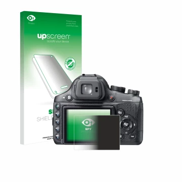 Parte frontal de un envase de producto con el logotipo de la marca upscreen. Al lado se muestra el dispositivo Fujifilm FinePi