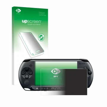 Parte frontal de un envase de producto con el logotipo de la marca upscreen. Al lado se muestra el dispositivo Sony PSP Street