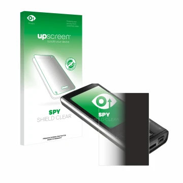 Parte frontal de un envase de producto con el logotipo de la marca upscreen. Al lado se muestra el dispositivo Intenso Video S