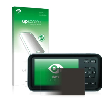 Parte frontal de un envase de producto con el logotipo de la marca upscreen. Al lado se muestra el dispositivo Blackmagic Pock