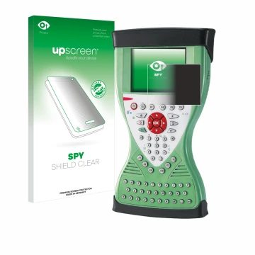 Parte frontal de un envase de producto con el logotipo de la marca upscreen. Al lado se muestra el dispositivo Leica Viva Cont