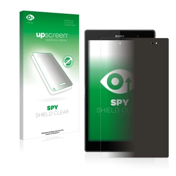 Parte frontal de un envase de producto con el logotipo de la marca upscreen. Al lado se muestra el dispositivo Sony Xperia Z3 