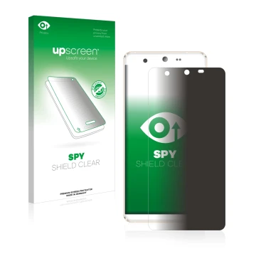 Parte frontal de un envase de producto con el logotipo de la marca upscreen. Al lado se muestra el dispositivo Kingzone N5 con