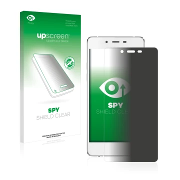 Parte frontal de un envase de producto con el logotipo de la marca upscreen. Al lado se muestra el dispositivo BLU Vivo Air LT