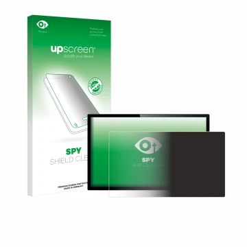 Parte frontal de un envase de producto con el logotipo de la marca upscreen. Al lado se muestra el dispositivo con su protecto