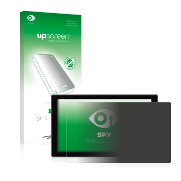Parte frontal de un envase de producto con el logotipo de la marca upscreen. Al lado se muestra el dispositivo Blaupunkt Endea