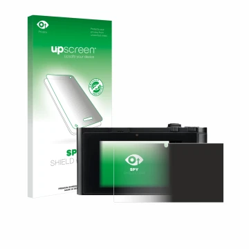 Parte frontal de un envase de producto con el logotipo de la marca upscreen. Al lado se muestra el dispositivo Leica TL2 con s