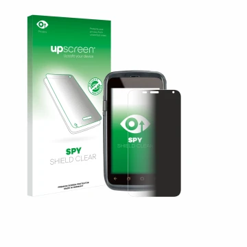 Parte frontal de un envase de producto con el logotipo de la marca upscreen. Al lado se muestra el dispositivo Honeywell Dolph