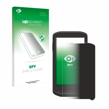 Parte frontal de un envase de producto con el logotipo de la marca upscreen. Al lado se muestra el dispositivo Zebra TC25 con 