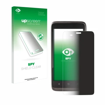 Parte frontal de un envase de producto con el logotipo de la marca upscreen. Al lado se muestra el dispositivo Honeywell ScanP