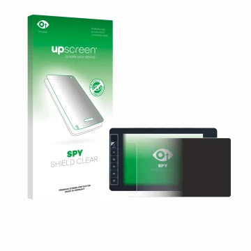 Parte frontal de un envase de producto con el logotipo de la marca upscreen. Al lado se muestra el dispositivo SmallHD 703 Bol