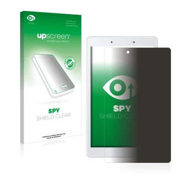 Parte frontal de un envase de producto con el logotipo de la marca upscreen. Al lado se muestra el dispositivo Samsung Galaxy 