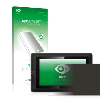 Parte frontal de un envase de producto con el logotipo de la marca upscreen. Al lado se muestra el dispositivo XP-Pen Artist 1